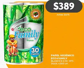 Supermercados Tadicor PAPEL HIGIÉNICO ECO-FAMILY BLANCO 6 X 30 MTS oferta
