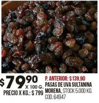 Coto PASAS DE UVA SULTANINA MORENA 100G oferta
