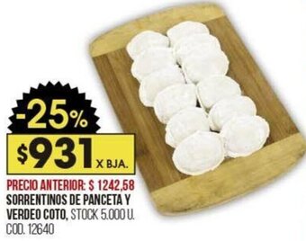 Coto SORRENTINOS DE PANCETA Y VERDEO COTO oferta