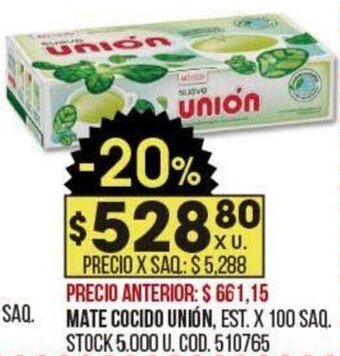 Coto MATE COCIDO UNIÓN, EST. X 100 SAQ oferta
