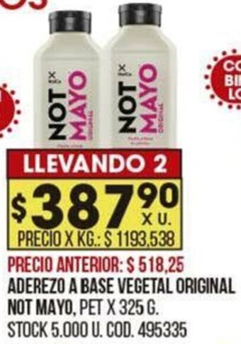 Coto ADEREZO A BASE VEGETAL ORIGINAL NOT MAYO, PET X 325 G. oferta