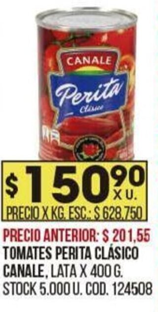 Coto TOMATES PERITA CLÁSICO CANALE, LATA X 400 G. oferta