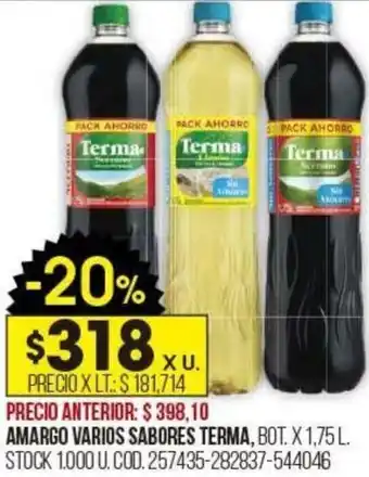 AMARGO VARIOS SABORES TERMA, BOT. X 1,75L.