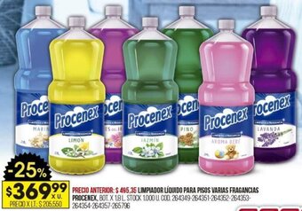 Coto LIMPIADOR LÍQUIDO PARA PISOS VARIAS FRAGANCIAS PROCENEX, BOT. X 1,8 L. oferta