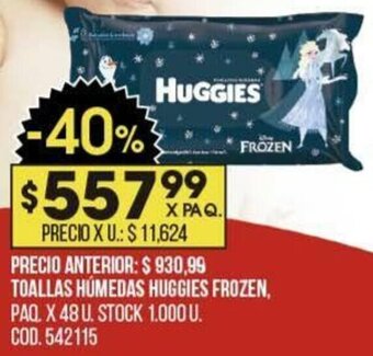 Coto TOALLAS HÚMEDAS HUGGIES FROZEN, PAQ. X 48 U. oferta