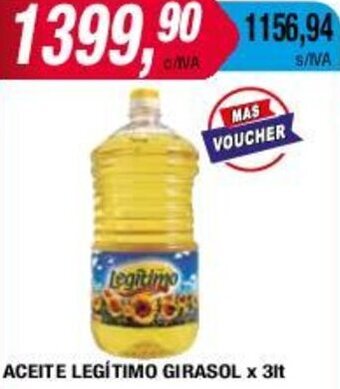 Maxiconsumo ACEITE LEGÍTIMO GIRASOL x 3lt oferta