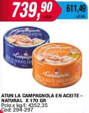 Maxiconsumo ATUN LA CAMPAGNOLA EN ACEITE - NATURAL X 170 GR oferta