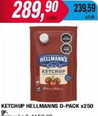 Maxiconsumo KETCHUP HELLMANNS D-PACK X250 gr. oferta