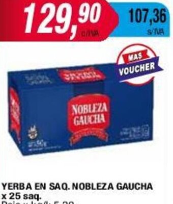 Maxiconsumo YERBA EN SAQ. NOBLEZA GAUCHA x 25 saq. oferta
