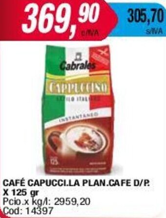 Maxiconsumo CAFÉ CAPUCCI.LA PLAN.CAFE D/P. X 125 gr oferta
