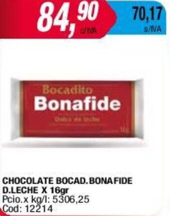Maxiconsumo CHOCOLATE BOCAD.BONAFIDE D.LECHE X 16gr oferta