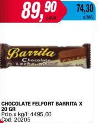 Maxiconsumo CHOCOLATE FELFORT BARRITA X 20 GR oferta