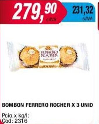 Maxiconsumo BOMBON FERRERO ROCHER X 3 UNID oferta