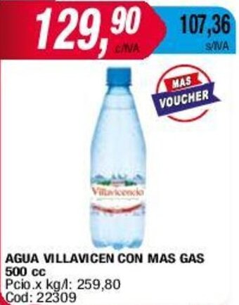 Maxiconsumo AGUA VILLAVICEN CON MAS GAS 500 cc oferta