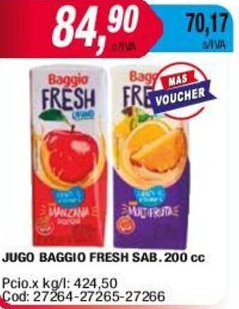 Maxiconsumo JUGO BAGGIO FRESH SAB. 200 cc oferta