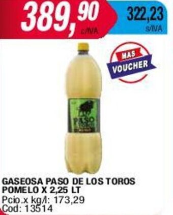 Maxiconsumo GASEOSA PASO DE LOS TOROS POMELO X 2,25 LT oferta