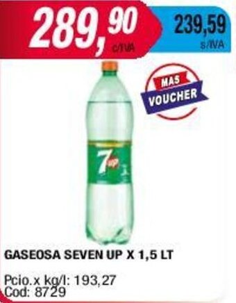 Maxiconsumo GASEOSA SEVEN UP X 1,5 LT oferta