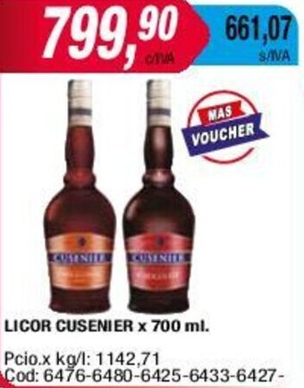 Maxiconsumo LICOR CUSENIER x 700 ml. oferta