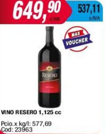 Maxiconsumo VINO RESERO 1,125 cc oferta