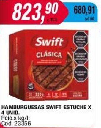 Maxiconsumo HAMBURGUESAS SWIFT ESTUCHE X 4 UNID. oferta