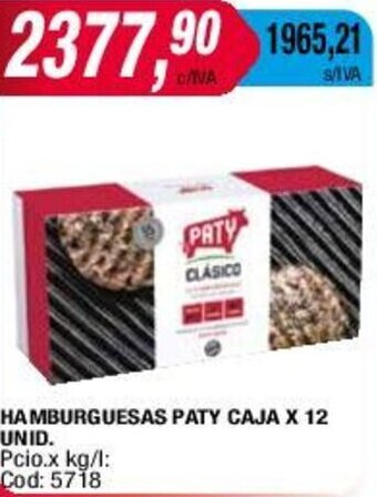 Maxiconsumo HAMBURGUESAS PATY CAJA X 12 UNID oferta