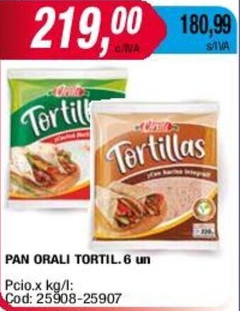 Maxiconsumo PAN ORALI TORTIL. 6 un oferta