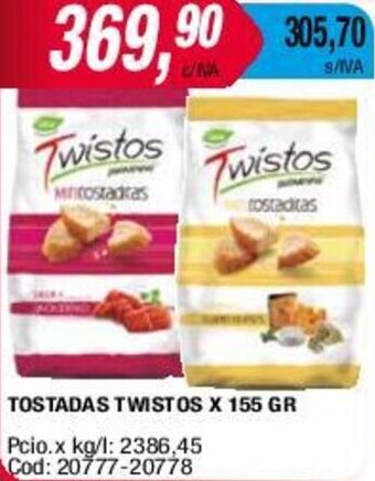 Maxiconsumo TOSTADAS TWISTOS X 155 GR oferta