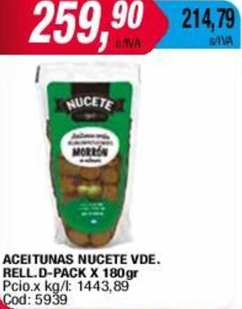 Maxiconsumo ACEITUNAS NUCETE VDE. RELL.D-PACK X 180gr oferta