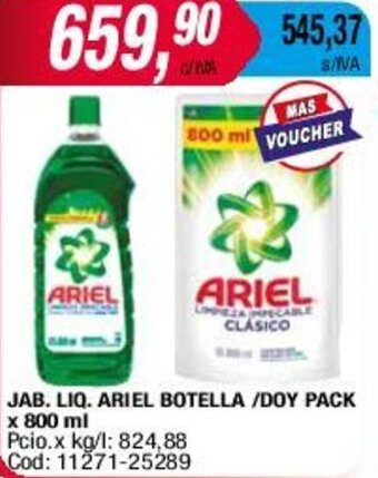 Maxiconsumo JAB. LIQ. ARIEL BOTELLA /DOY PACK x 800 ml oferta