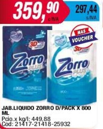 Maxiconsumo JAB.LIQUIDO ZORRO D/PACK X 800ML oferta