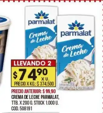 Coto Parmalat Crema de Leche x 200g oferta