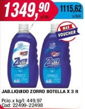 Maxiconsumo JAB.LIQUIDO ZORRO BOTELLA X 3 It oferta