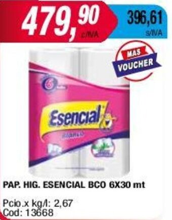 Maxiconsumo PAP. HIG. ESENCIAL BCO 6X30 mt oferta