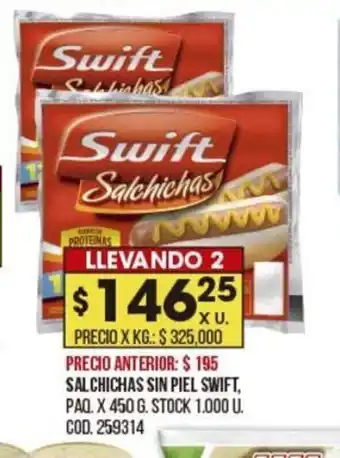 Coto Swift Salchichas Sin Piel, Paq. x 450g oferta