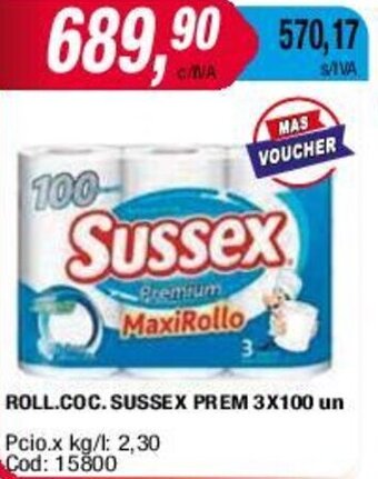 Maxiconsumo ROLL.COC. SUSSEX PREM 3X100 un oferta