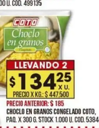 Coto Coto Choclo en Granos Congelado, Paq. x 300g oferta