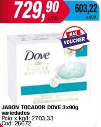 Maxiconsumo JABON TOCADOR DOVE 3x90g variedades oferta
