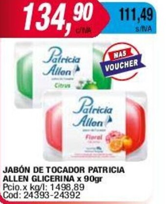 Maxiconsumo JABÓN DE TOCADOR PATRICIA ALLEN GLICERINA x 90gr oferta