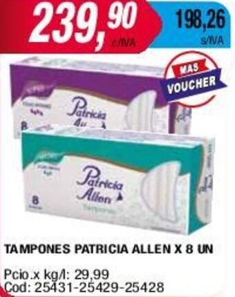 Maxiconsumo TAMPONES PATRICIA ALLEN X 8 UN oferta
