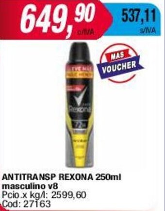 Maxiconsumo ANTITRANSP REXONA 250ml masculino v8 oferta