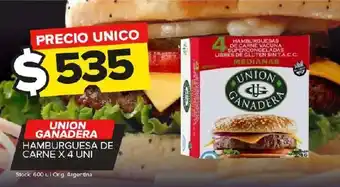 Carrefour Maxi Hamburguesa de carne unión ganadera x 4 uni oferta