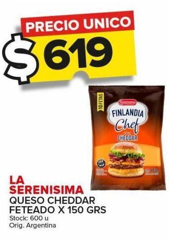 Carrefour Maxi Queso cheddar la serenísima feteado x 150g oferta