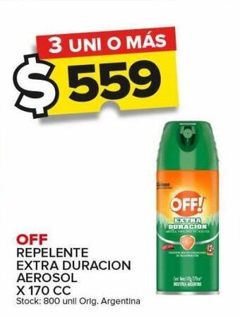 Repelente off extra duración aerosol x 170cc