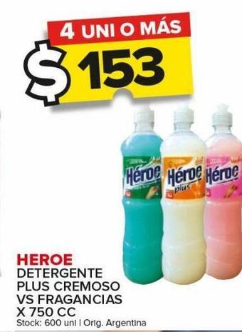 Carrefour Maxi Detergente heroe plus cremoso x 750cc oferta