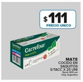 Mate cocido en saquitos carrefour s/tacc x 25uni