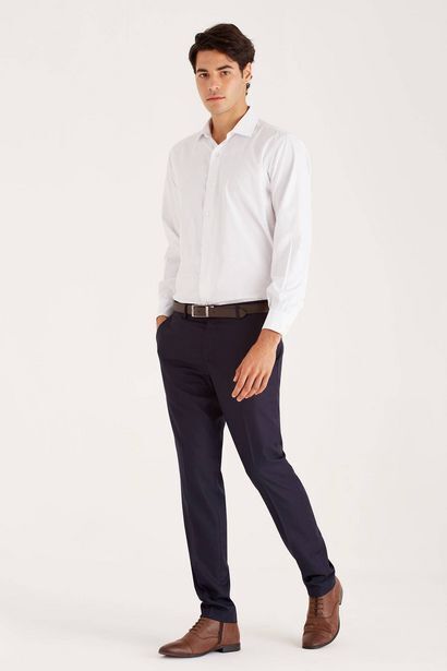 Macowens Pantalón de vestir ss100 liso azul marino oferta