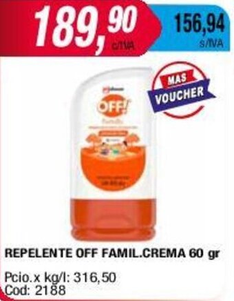 Maxiconsumo REPELENTE OFF FAMIL.CREMA 60 gr oferta