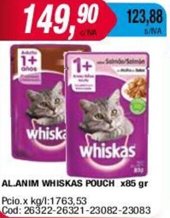 Maxiconsumo AL.ANIM WHISKAS POUCH x85 gr oferta
