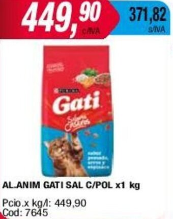 Maxiconsumo AL.ANIM GATI SAL C/POL x1 kg oferta