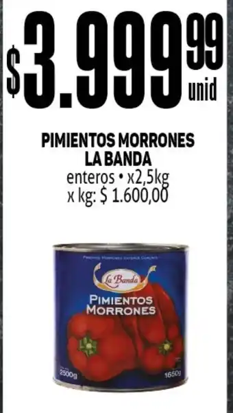 Makro PIMIENTOS MORRONES LA BANDA enteros x2,5kg oferta